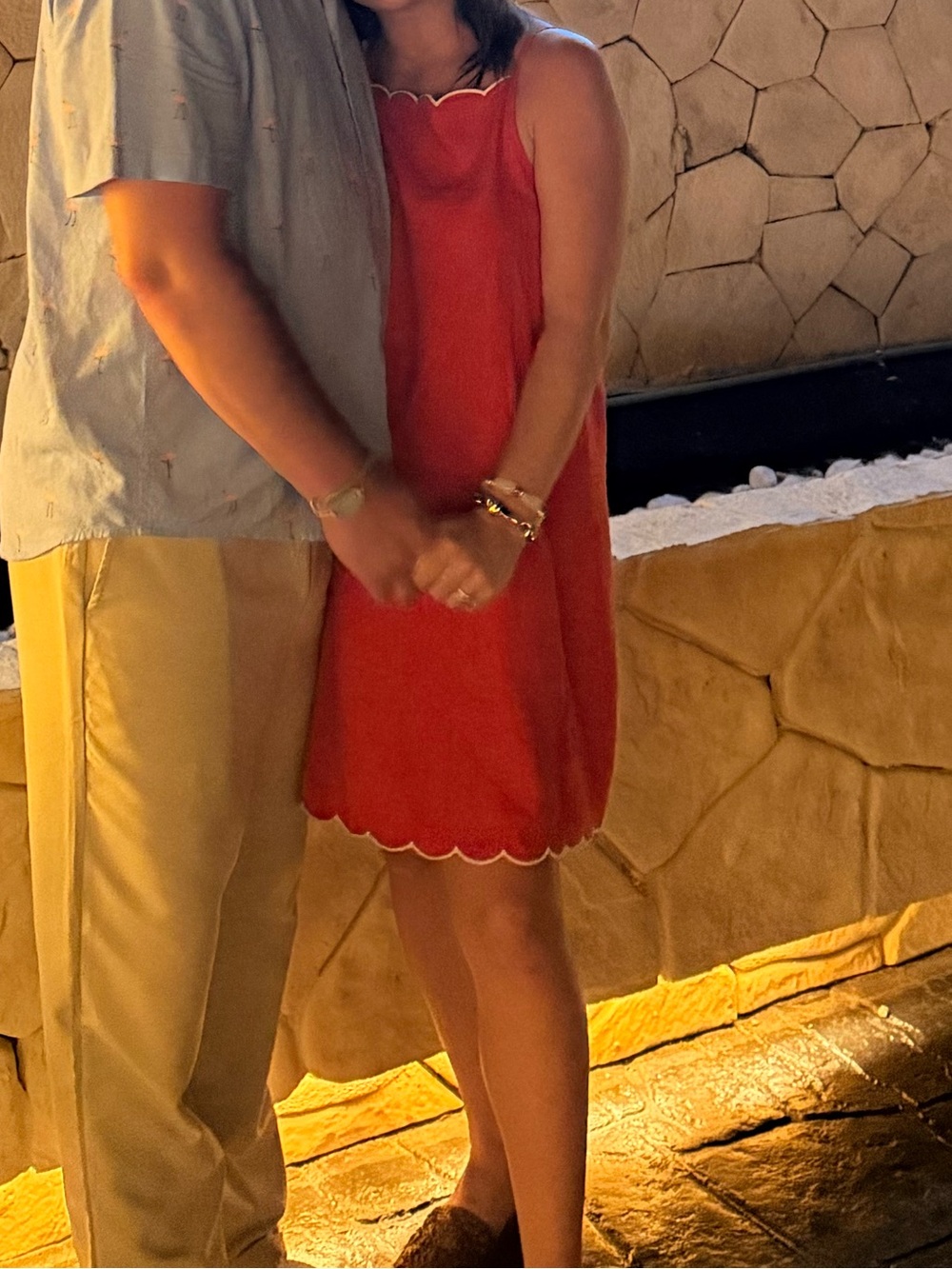 Red Scalloped Hem Sleeveless Dress